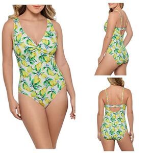 Liz Claiborne Women's Adjustable Lemon One Piece Swimsuit-Size 16
